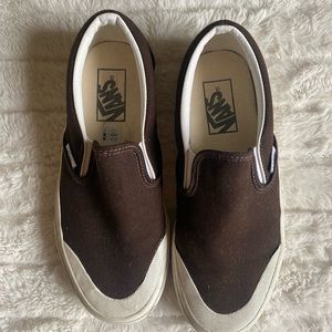 Vans canvas slip on dark chocolate brown shoes size 7 women